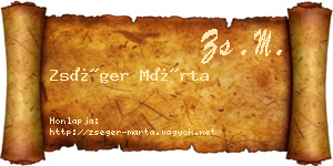 Zséger Márta névjegykártya