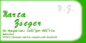 marta zseger business card